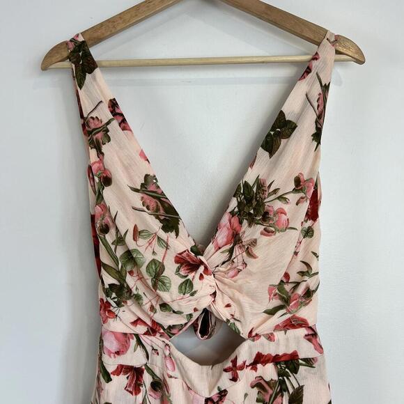 Sisters of the Tribe Women's Size 14 Red Pink Floral Jumpsuit Romantic Flowy - Picture 2 of 14